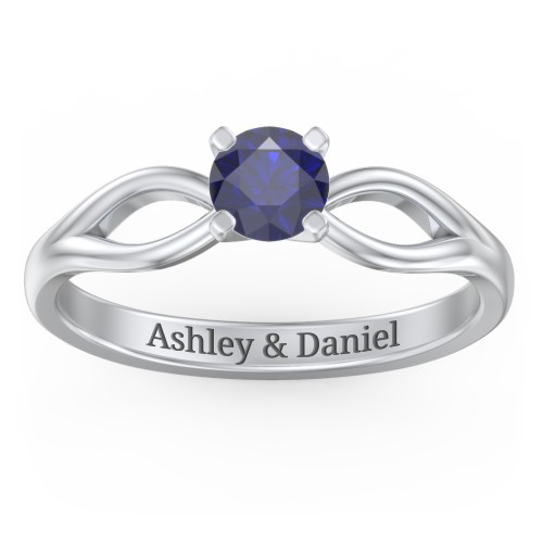 1/2 ct. Round Gemstone Split Engagement Ring – Sterling Silver with Blue Sapphire