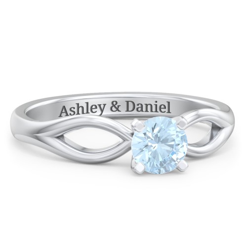 1/2 ct. Round Gemstone Split Engagement Ring – Sterling Silver with Aquamarine