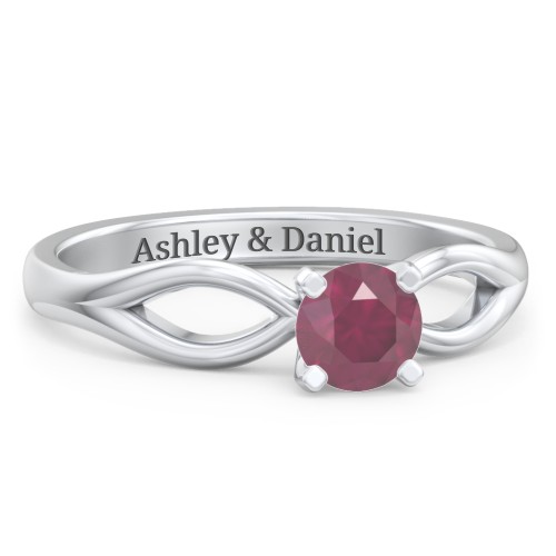 1/2 ct. Round Gemstone Split Engagement Ring – Sterling Silver with Ruby