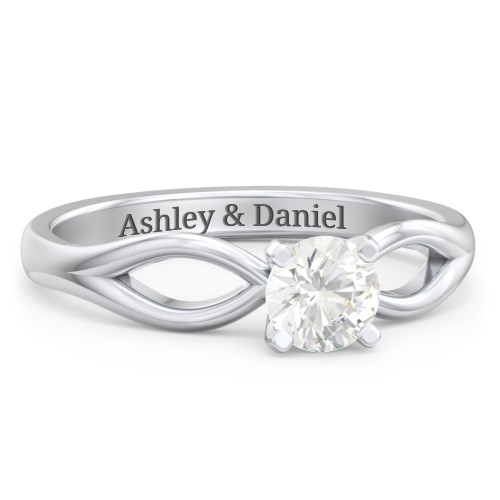 1/2 ct. Round Gemstone Split Engagement Ring – 10K White Gold with Cubic Zirconia