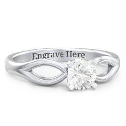 1/2 ct. Round Gemstone Split Peek-A-Boo Engagement Ring in 925 Sterling Silver with Cubic Zirconia