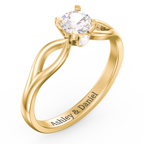 1/2 ct. Round Gemstone Split Peek-A-Boo Engagement Ring – 10K Yellow Gold with Cubic Zirconia