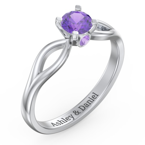 1/2 ct. Round Gemstone Split Peek-A-Boo Engagement Ring – Sterling Silver with Amethyst