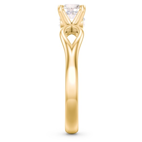 1/2 ct. Round Gemstone Split Peek-A-Boo Engagement Ring – 10K Yellow Gold with Cubic Zirconia