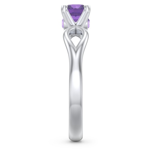 1/2 ct. Round Gemstone Split Peek-A-Boo Engagement Ring – Sterling Silver with Amethyst