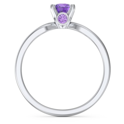 1/2 ct. Round Gemstone Split Peek-A-Boo Engagement Ring – Sterling Silver with Amethyst