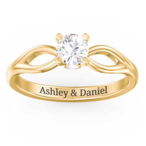 1/2 ct. Round Gemstone Split Peek-A-Boo Engagement Ring – 10K Yellow Gold with Cubic Zirconia