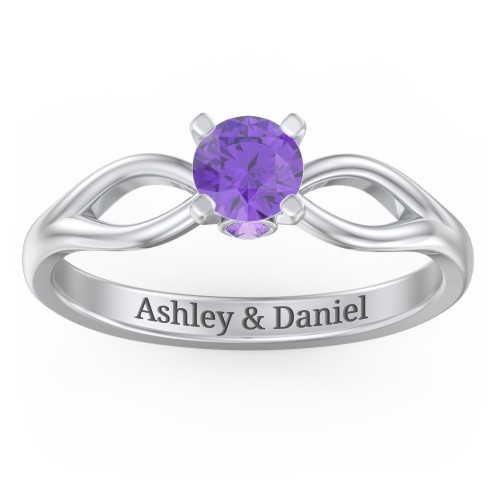 1/2 ct. Round Gemstone Split Peek-A-Boo Engagement Ring – Sterling Silver with Amethyst