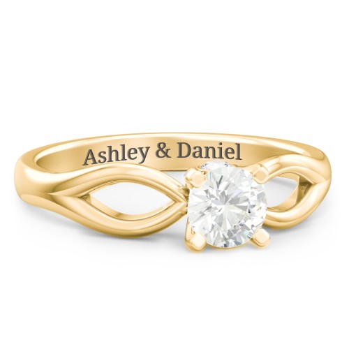 1/2 ct. Round Gemstone Split Peek-A-Boo Engagement Ring – 10K Yellow Gold with Cubic Zirconia