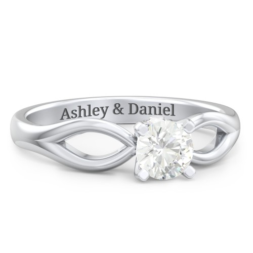 1/2 ct. Round Gemstone Split Peek-A-Boo Engagement Ring – Sterling Silver with Cubic Zirconia