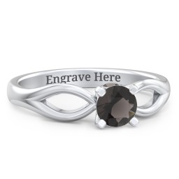 1/2 ct. Round Gemstone Split Peek-A-Boo Engagement Ring in 925 Sterling Silver with Smokey Quartz