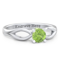 1/2 ct. Round Gemstone Split Peek-A-Boo Engagement Ring in 925 Sterling Silver with Peridot