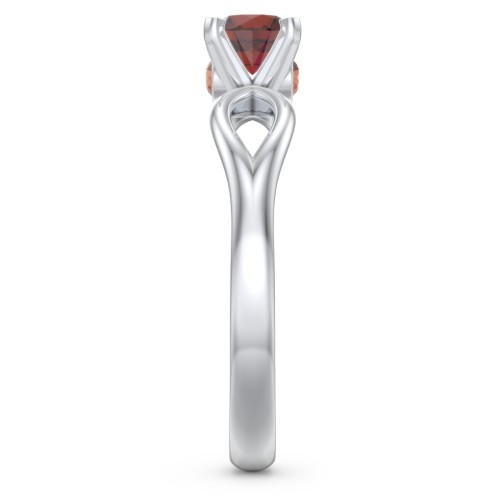 1/2 ct. Round Gemstone Split Peek-A-Boo Engagement Ring – Sterling Silver with Garnet