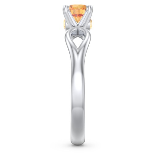 1/2 ct. Round Gemstone Split Peek-A-Boo Engagement Ring – Sterling Silver with Citrine