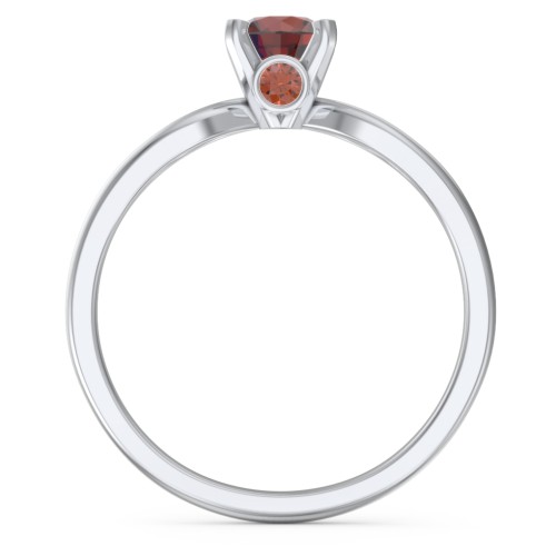 1/2 ct. Round Gemstone Split Peek-A-Boo Engagement Ring – Sterling Silver with Garnet