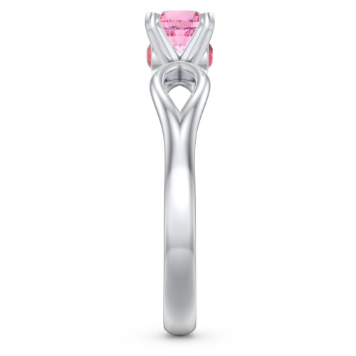 1/2 ct. Round Gemstone Split Peek-A-Boo Engagement Ring – 10K White Gold with Pink Tourmaline and Garnet
