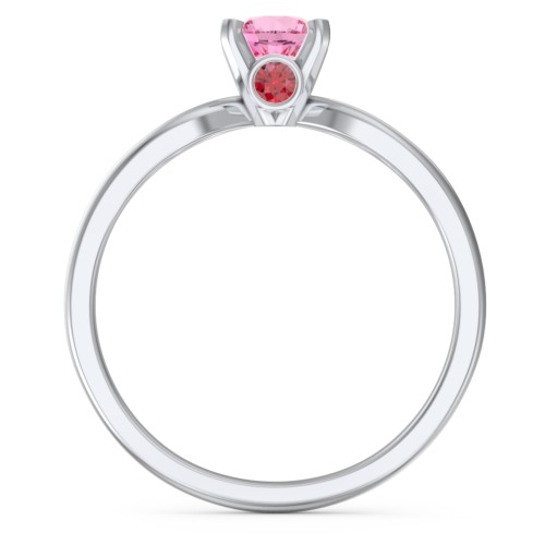 1/2 ct. Round Gemstone Split Peek-A-Boo Engagement Ring – 10K White Gold with Pink Tourmaline and Garnet