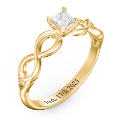 1/4 ct. Princess Gemstone Infinity Engagement Ring – 10K Yellow Gold with White Premium Zirconia