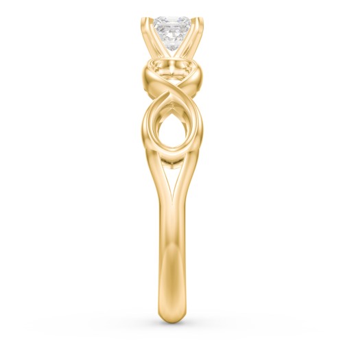 1/4 ct. Princess Gemstone Infinity Engagement Ring – 10K Yellow Gold with White Premium Zirconia