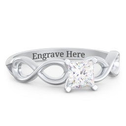 1/2 ct. Princess Gemstone Infinity Engagement Ring in 925 Sterling Silver with White Premium Zirconia