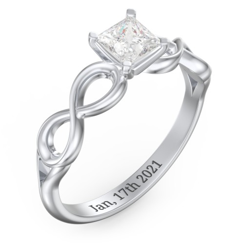 1/2 ct. Princess Gemstone Infinity Engagement Ring – 10K White Gold with White Premium Zirconia