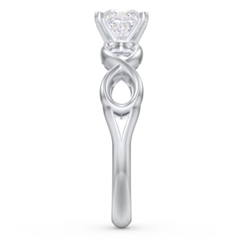 1/2 ct. Princess Gemstone Infinity Engagement Ring – 10K White Gold with White Premium Zirconia