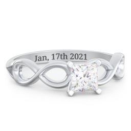 1/2 ct. Princess Gemstone Infinity Engagement Ring in 925 Sterling Silver with White Premium Zirconia