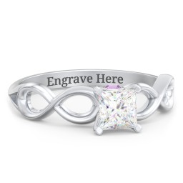 1/2 ct. Princess Gemstone Infinity Peek-A-Boo Engagement Ring in 925 Sterling Silver