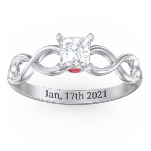 1/2 ct. Princess Gemstone Infinity Peek-A-Boo Engagement Ring