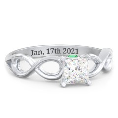 1/2 ct. Princess Gemstone Infinity Peek-A-Boo Engagement Ring – 10K Rose Gold with White Premium Zirconia and Emerald