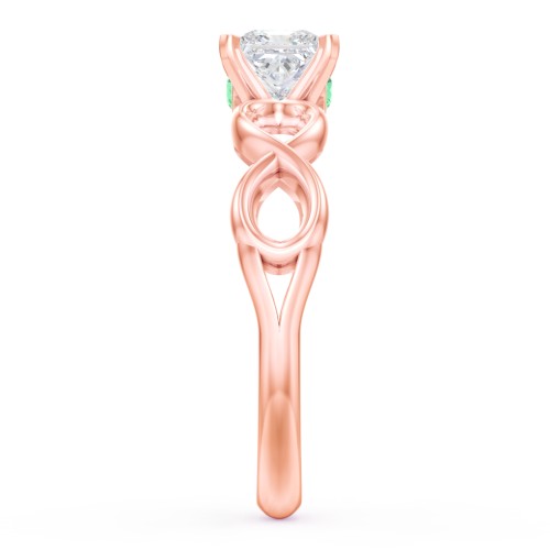 1/2 ct. Princess Gemstone Infinity Peek-A-Boo Engagement Ring – 10K Rose Gold with White Premium Zirconia and Emerald