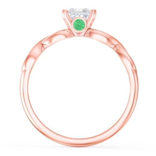 1/2 ct. Princess Gemstone Infinity Peek-A-Boo Engagement Ring – 10K Rose Gold with White Premium Zirconia and Emerald