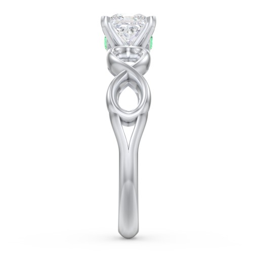 1/2 ct. Princess Gemstone Infinity Peek-A-Boo Engagement Ring – Sterling Silver with White Premium Zirconia and Emerald