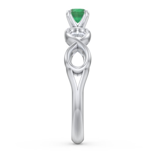 1/4 ct. Round Gemstone Infinity Engagement Ring – 10K White Gold with Emerald