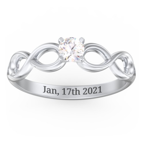 1/4 ct. Round Gemstone Infinity Engagement Ring – Sterling Silver with Cubic Zirconia
