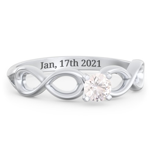 1/4 ct. Round Gemstone Infinity Engagement Ring – Sterling Silver with Cubic Zirconia
