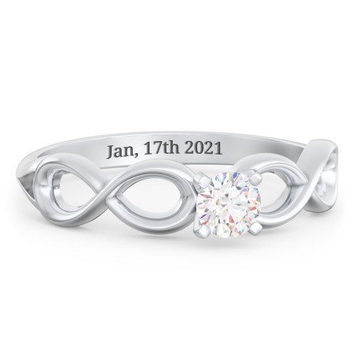 1/4 ct. Round Gemstone Infinity Engagement Ring – Sterling Silver with White Sapphire