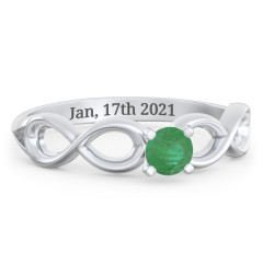1/4 ct. Round Gemstone Infinity Engagement Ring – 10K Rose Gold with Emerald
