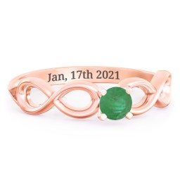 1/4 ct. Round Gemstone Infinity Engagement Ring in 10K Solid Rose Gold with Emerald