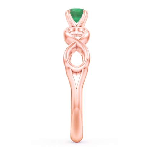 1/4 ct. Round Gemstone Infinity Engagement Ring – 10K Rose Gold with Emerald