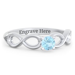 1/4 ct. Round Gemstone Infinity Engagement Ring in 925 Sterling Silver with Blue Topaz