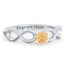 1/4 ct. Round Gemstone Infinity Engagement Ring in 925 Sterling Silver with Citrine