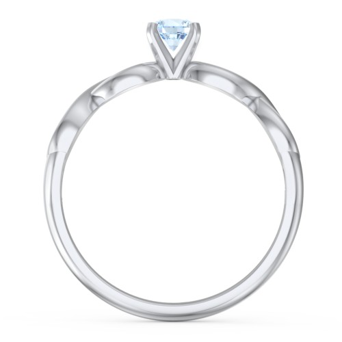 1/4 ct. Round Gemstone Infinity Engagement Ring – Sterling Silver with Aquamarine