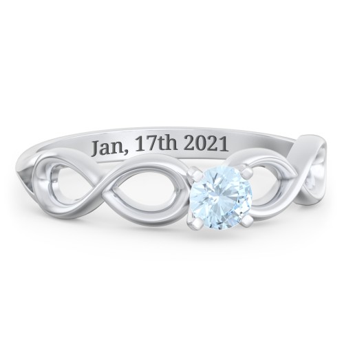 1/4 ct. Round Gemstone Infinity Engagement Ring – Sterling Silver with Aquamarine