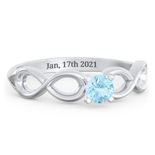 1/4 ct. Round Gemstone Infinity Engagement Ring – Sterling Silver with Blue Topaz