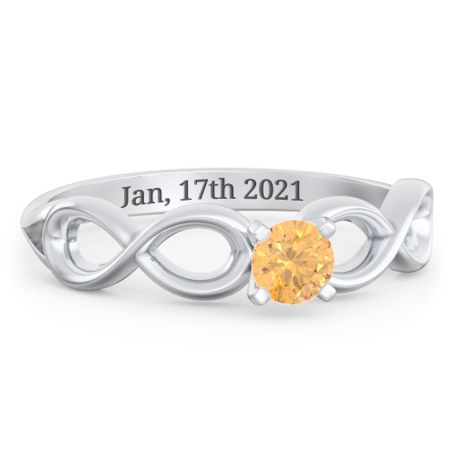 1/4 ct. Round Gemstone Infinity Engagement Ring – Sterling Silver with Citrine