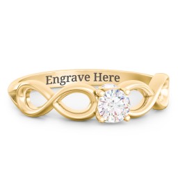 1/4 ct. Round Gemstone Infinity Peek-A-Boo Engagement Ring in 10K Solid Yellow Gold with White Sapphire and Cubic Zirconia