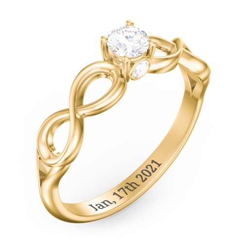 1/4 ct. Round Gemstone Infinity Peek-A-Boo Engagement Ring – 10K Yellow Gold with White Sapphire and Cubic Zirconia