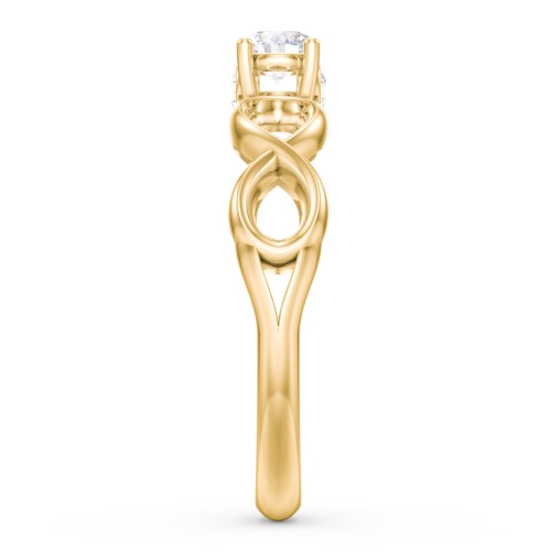 1/4 ct. Round Gemstone Infinity Peek-A-Boo Engagement Ring – 10K Yellow Gold with White Sapphire and Cubic Zirconia
