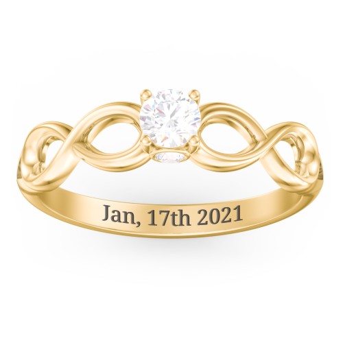 1/4 ct. Round Gemstone Infinity Peek-A-Boo Engagement Ring – 10K Yellow Gold with White Sapphire and Cubic Zirconia
